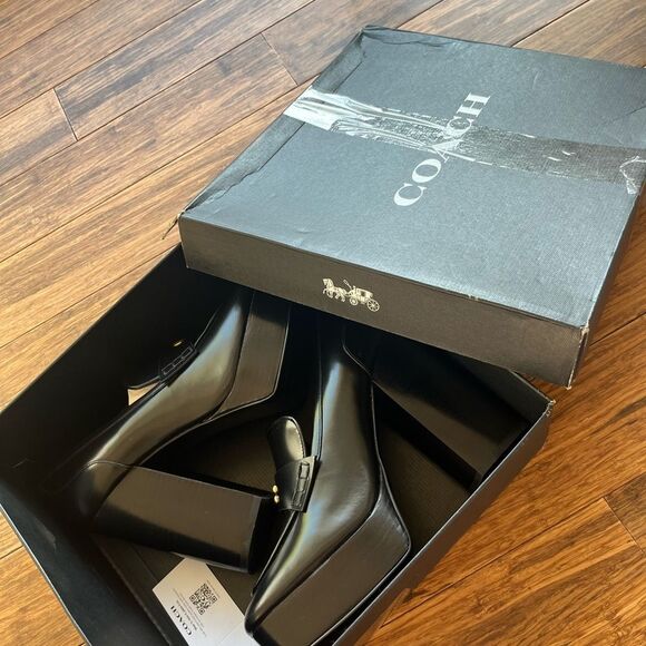Nwt COACH Ilyse 120MM Leather Platform Loafers Black - Picture 6 of 10